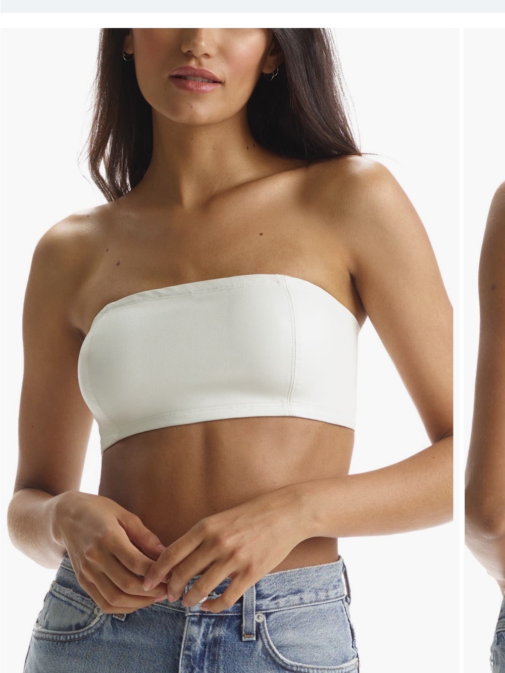 Cream Faux Leather Bralette